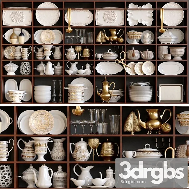 Wardrobe With Classic Dinnerware Set 3D Model Download