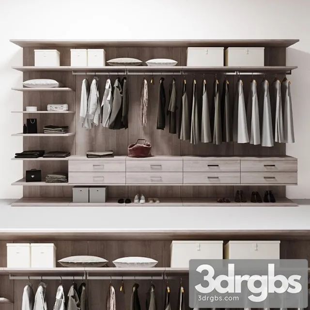 Wardrobe with clothes 2 3D Model Download