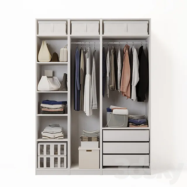 wardrobe with clothes 3D Model