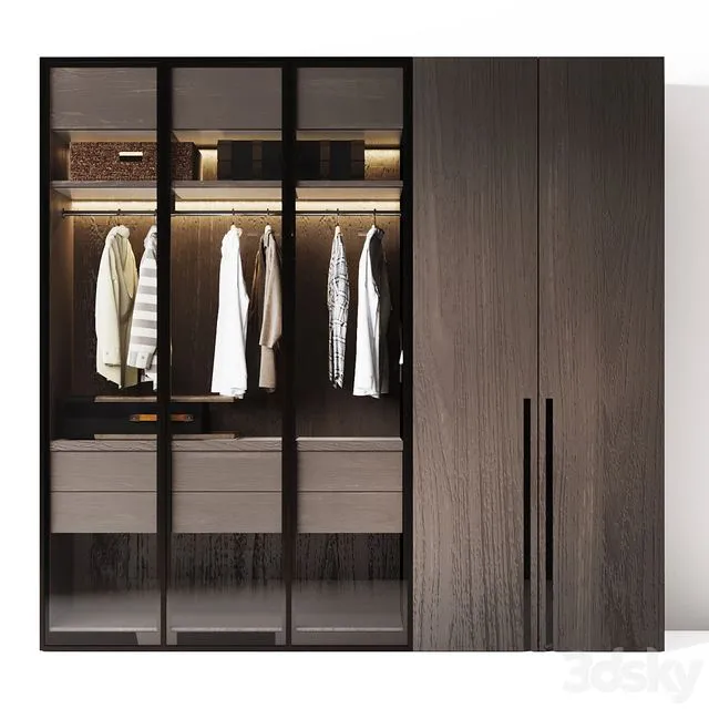 wardrobe with clothes 3D Model
