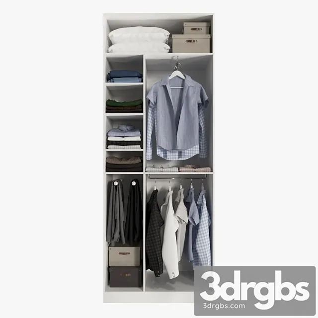 Wardrobe With Clothes 3D Model Download