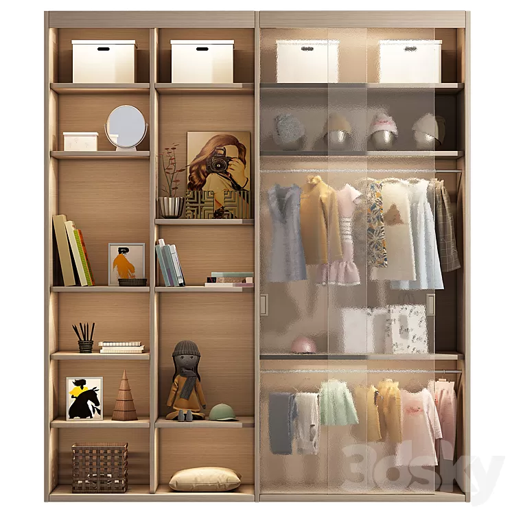 Wardrobe with decor 1 3D Model Wardrobe with decor 1 3D Model