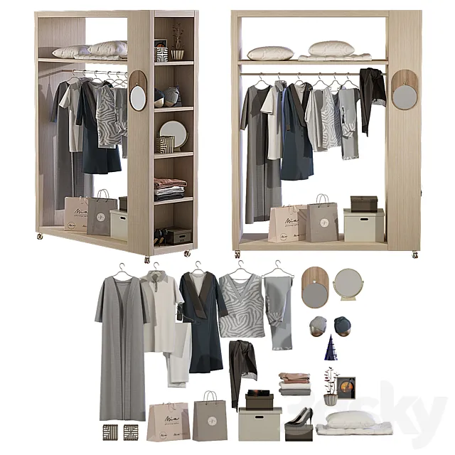 Wardrobe with decor 2 3D Model
