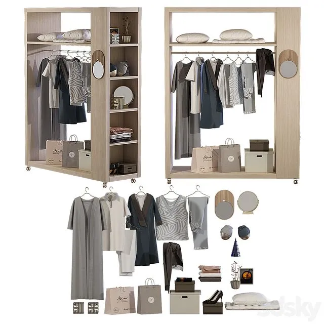 Wardrobe with decor 2 3D Model