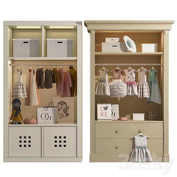 Wardrobe with decor 3 3D Model Wardrobe with decor 3 3D Model