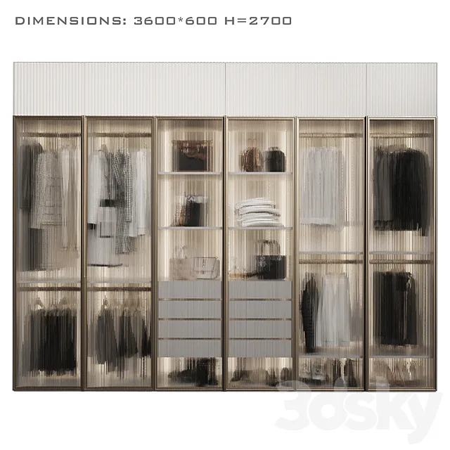 Wardrobe with glass doors_3 3D Model Wardrobe with glass doors_3 3D Model