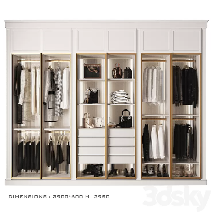 Wardrobe with glass doors_4 3D Model Free Download