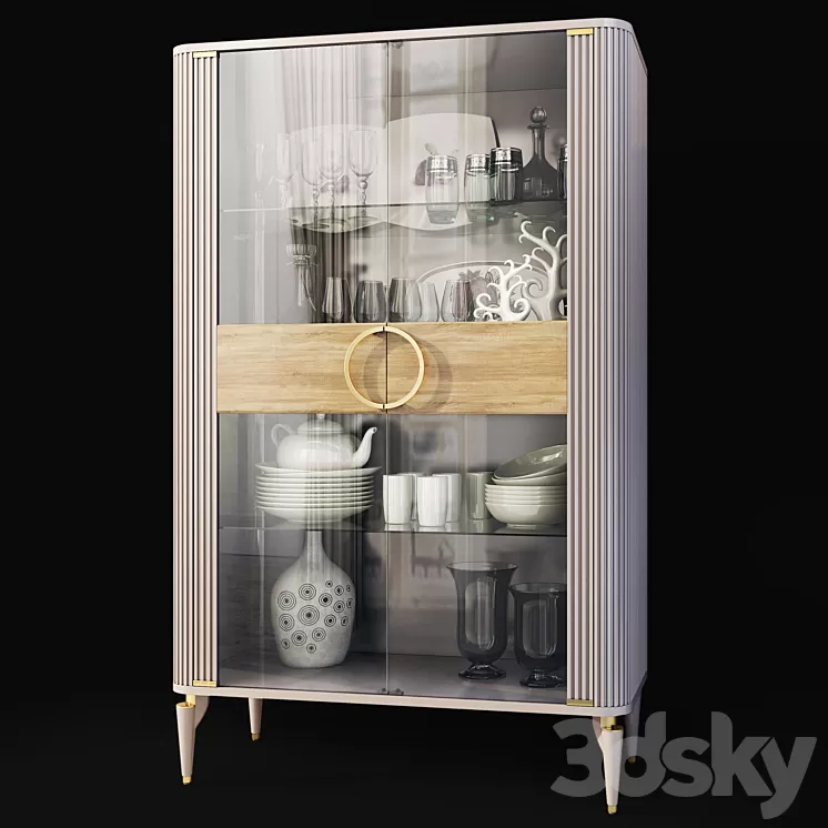 Wardrobe with glass showcase Art Deco Sanvito .Cabinet \/ showcase Bellona 3D Model Free Download