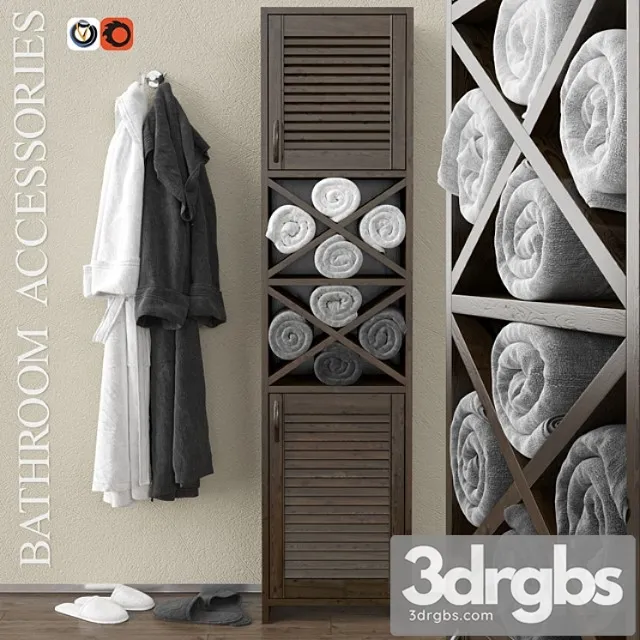 Wardrobe With Towels and Bathrobes 3D Model Download