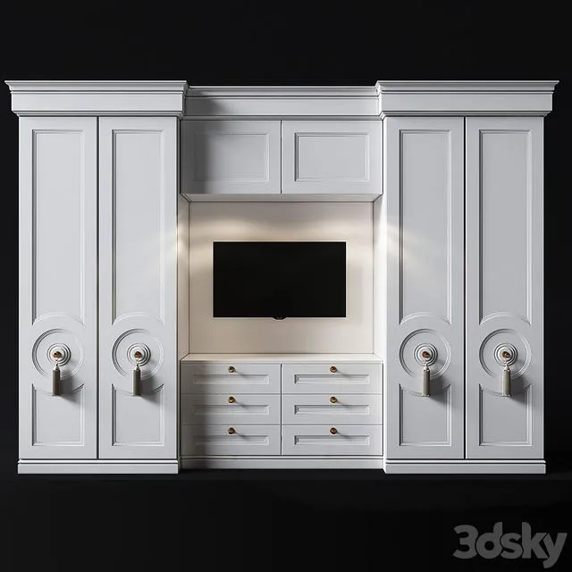 Wardrobe with TV area in the bedroom 3D Model Wardrobe with TV area in the bedroom 3D Model