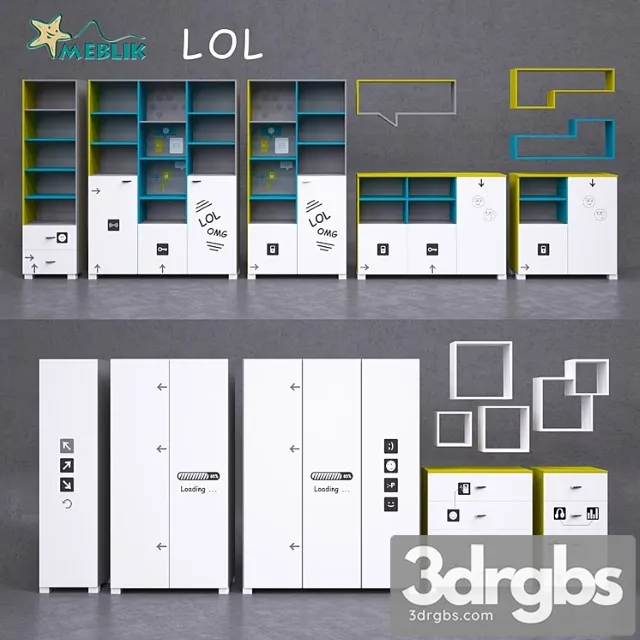 Wardrobe Youth furniture lol-cases racks 3D Model Download