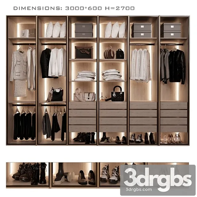 Wardrobes With Glass Doors 3D Model Download