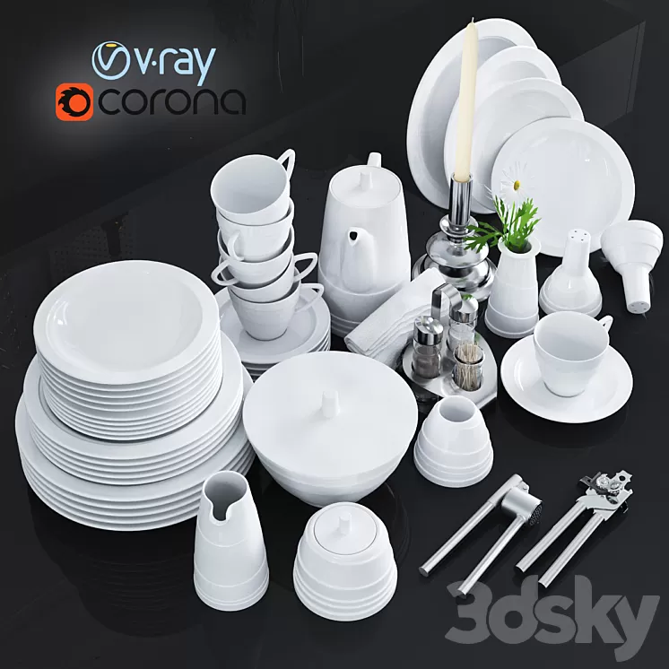 Ware and accessories for kitchen restaurant 3D Model