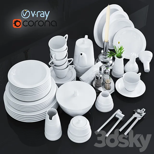 Ware and accessories for kitchen. restaurant 3DModel Ware and accessories for kitchen. restaurant 3DModel
