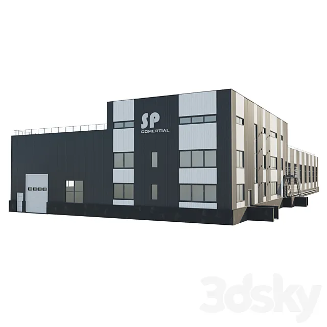 Warehouse with attached office 3D Model