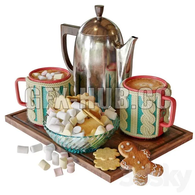 Warm mug with cocoa 3D Model