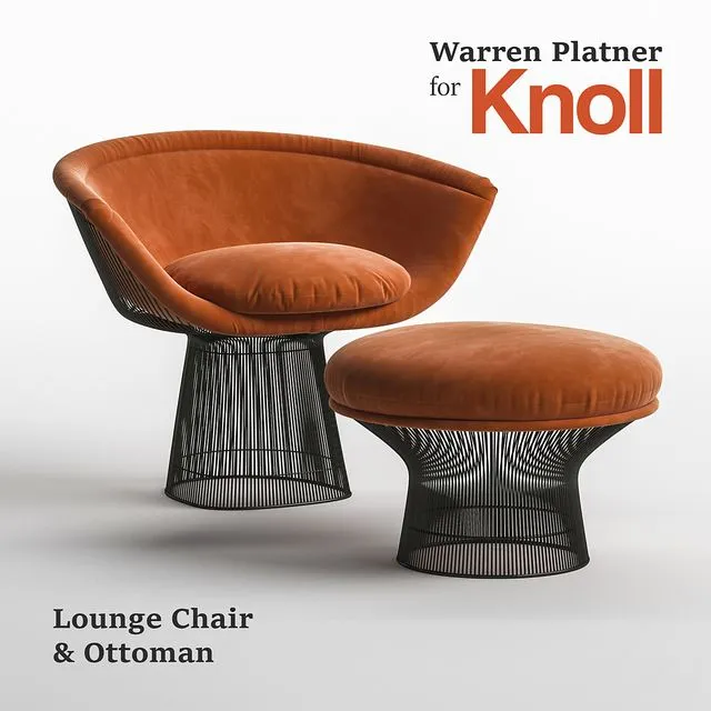 Warren Platner Lounge Chair & Ottoman for Knoll 3D Model