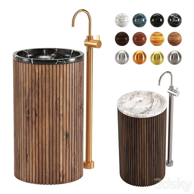 Wash Basin Set 02 3D Model Wash Basin Set 02 3D Model