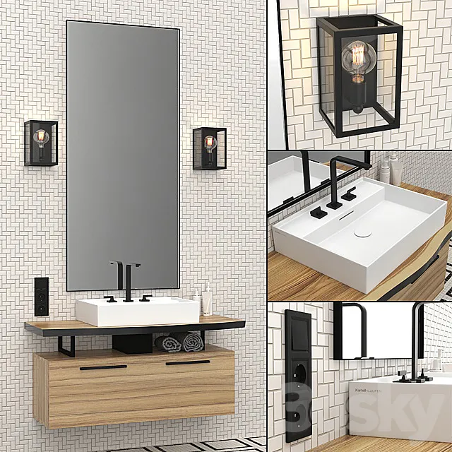 Wash basin with mirror. 3D Model Wash basin with mirror. 3D Model