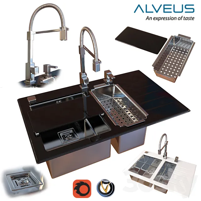 Wash kitchen Crystalix 20 (2 colors) 3D Model Wash kitchen Crystalix 20 (2 colors) 3D Model