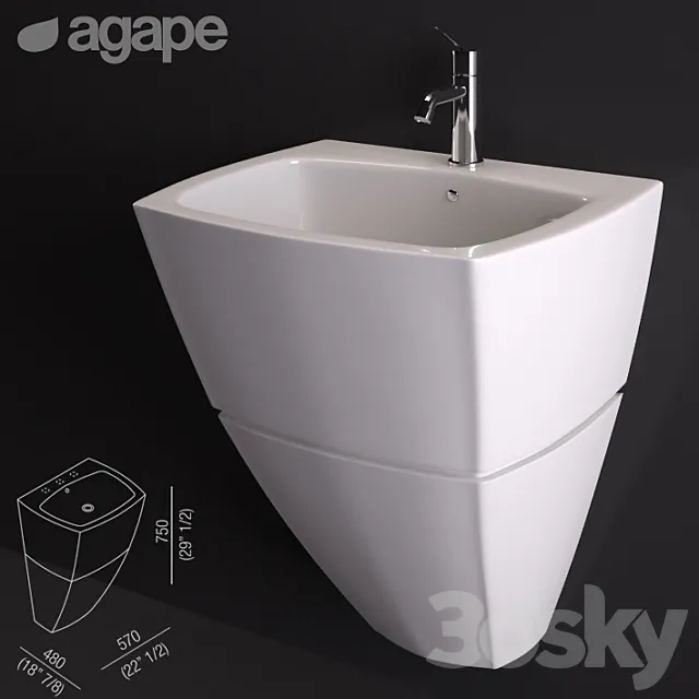 Washbasin Agape 750C 3D Model Washbasin Agape 750C 3D Model