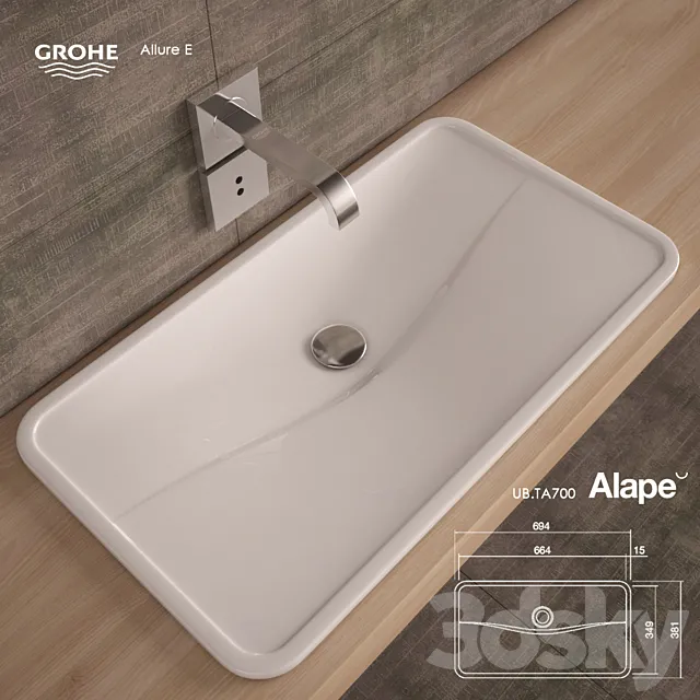 Washbasin Alape UB.TA700. Mixer – Grohe Allure E 3DModel Washbasin Alape UB.TA700. Mixer – Grohe Allure E 3DModel