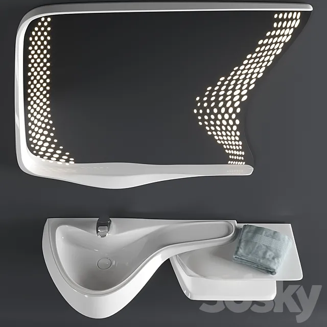 Washbasin and mirror VITAE by ZAHA HADID 3D Model Washbasin and mirror VITAE by ZAHA HADID 3D Model