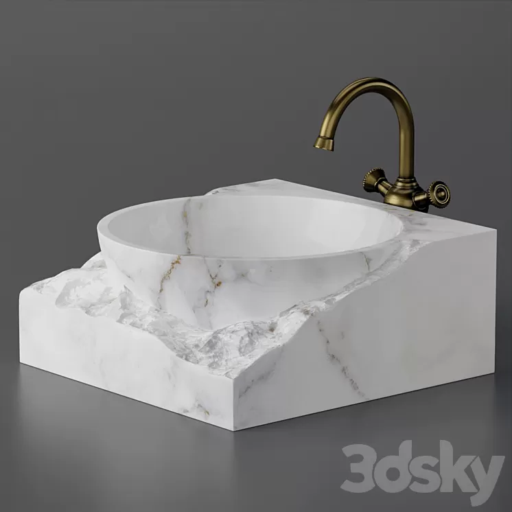 Washbasin bowl made of marble 3D Model Free Download