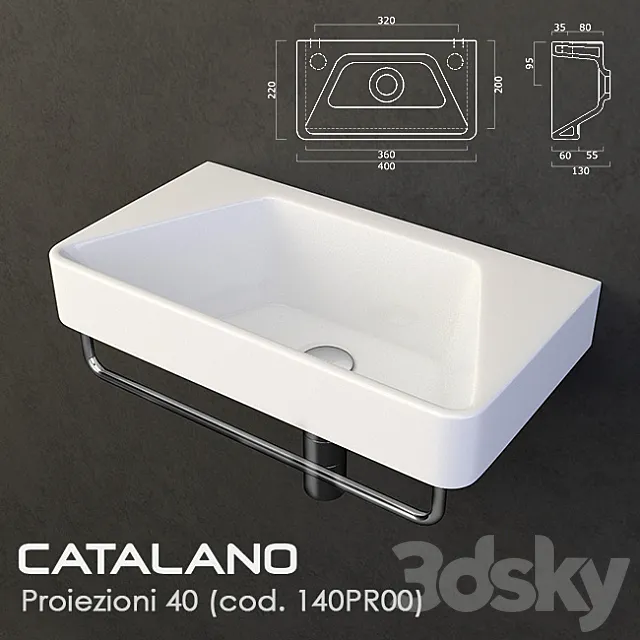 washbasin Catalano Proiezioni 40 3DModel washbasin Catalano Proiezioni 40 3DModel