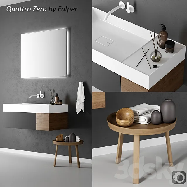 Washbasin Falper Quattro Zero 3D Model Washbasin Falper Quattro Zero 3D Model