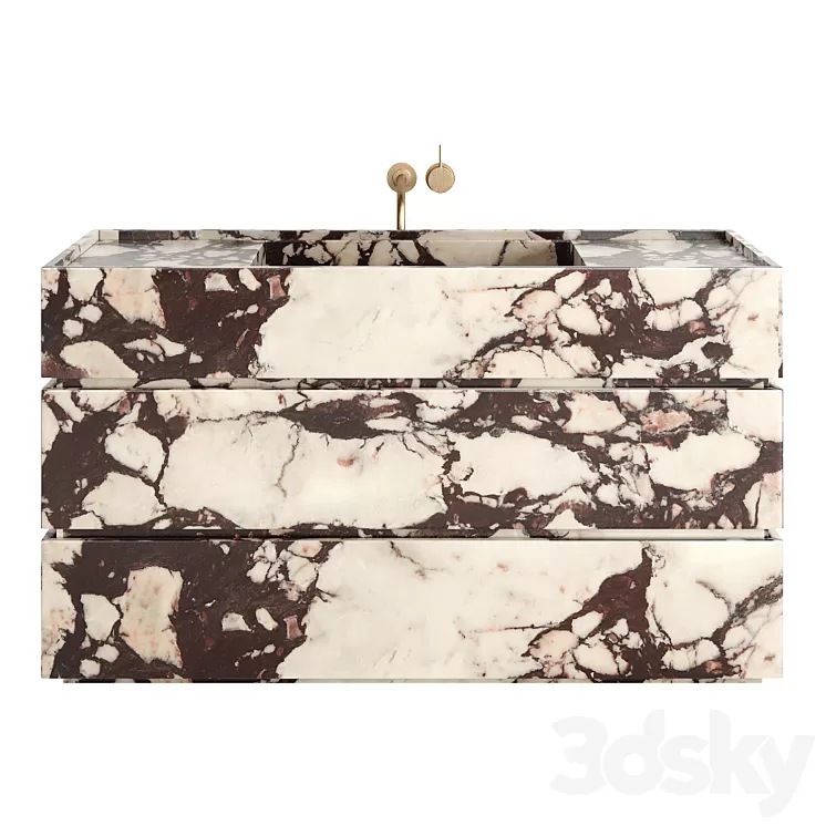 Washbasin Ilgranito ALEXIS with mixer 3D Model Washbasin Ilgranito ALEXIS with mixer 3D Model