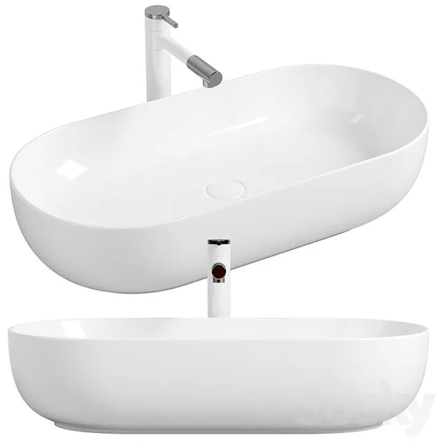 Washbasin Mira 82 MR-8242 White 3D Model Washbasin Mira 82 MR-8242 White 3D Model