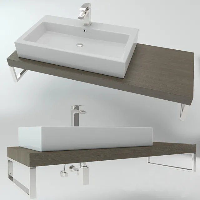 Washbasin on the wooden plate 3D Model Washbasin on the wooden plate 3D Model