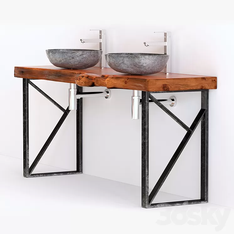 washbasin solid wood 3D Model