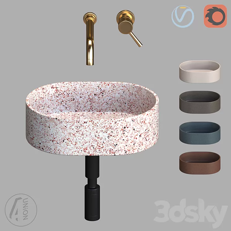 Washbasin terazzo b 3D Model Washbasin terazzo b 3D Model