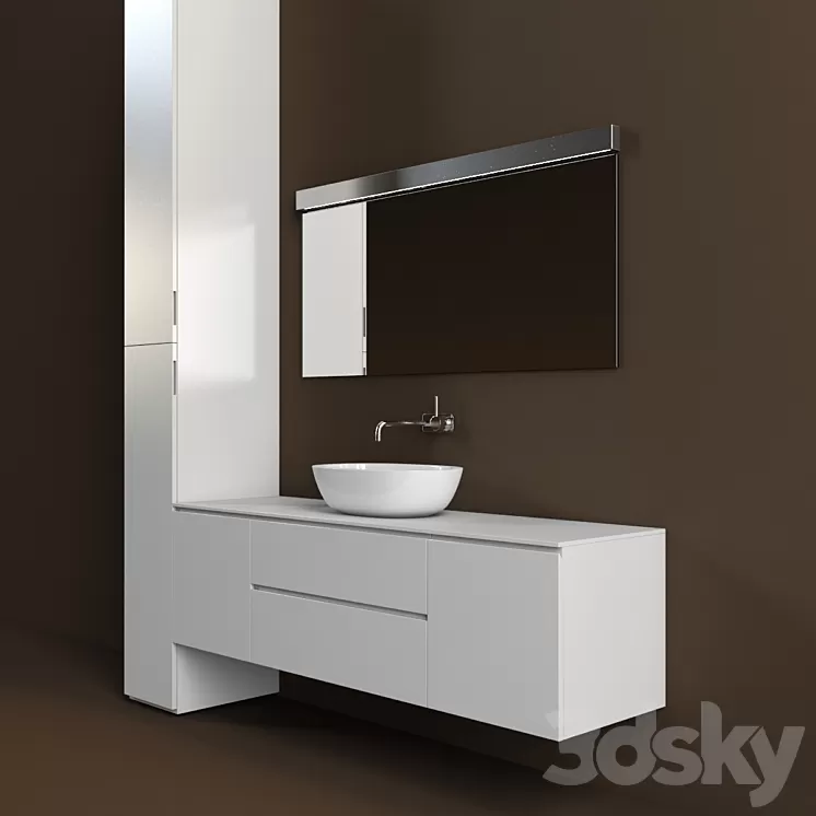 Washbasin with bath cabinet 3D Model Washbasin with bath cabinet 3D Model