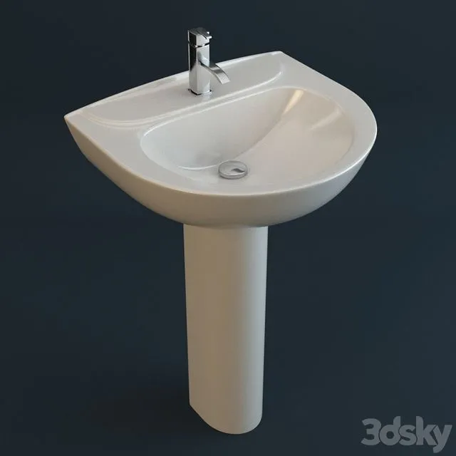 Washbasin with faucet 3D Model Washbasin with faucet 3D Model