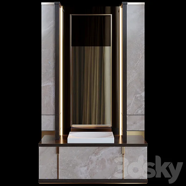 Washbasin with illuminated mirror 3D Model