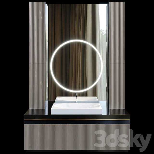 Washbasin with illuminated mirror 3D Model