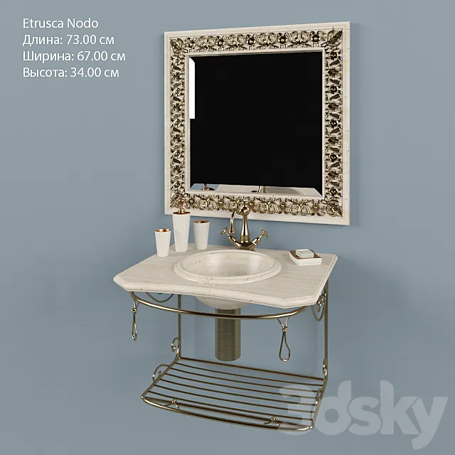 Washbasin with mirror Etrusca Nodo 3D Model Washbasin with mirror Etrusca Nodo 3D Model