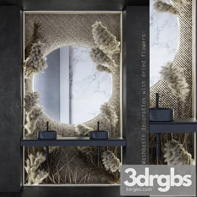 Washbasing Decoration With Dried Flowers 3D Model Download