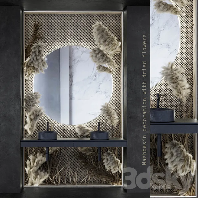 WASHBASING decoration with dried flowers 3D Model WASHBASING decoration with dried flowers 3D Model