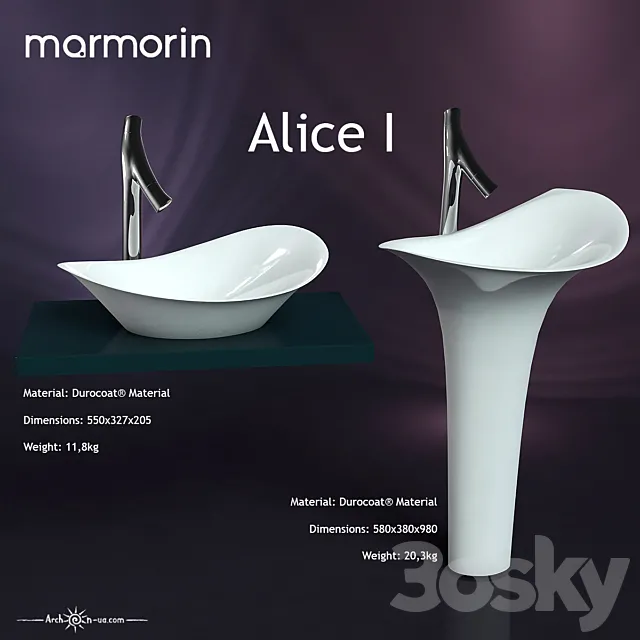 Washbasins Marmorin ALICE I 3D Model Washbasins Marmorin ALICE I 3D Model