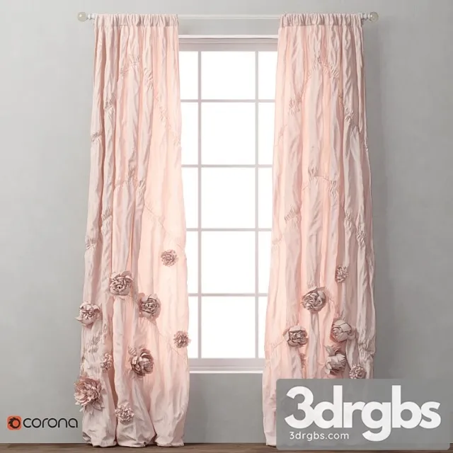 washed appliqued fleur drapery 3D Model Download