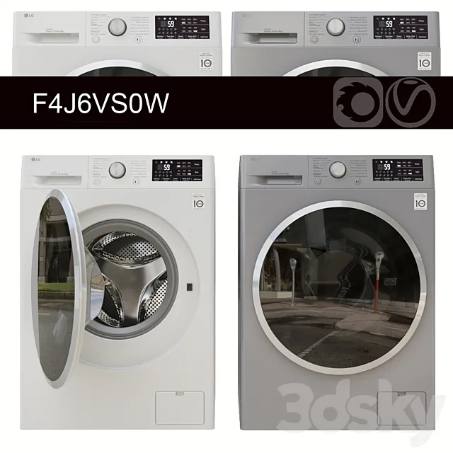 Washing Machine LG F4J6VS0W 3D Model