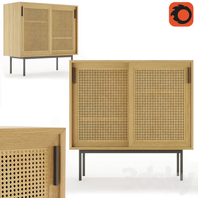 WASKA wardrobe with 2 sliding doors with wicker stakes (LA REDOUTE INTERIEURS) 3DModel WASKA wardrobe with 2 sliding doors with wicker stakes (LA REDOUTE INTERIEURS) 3DModel