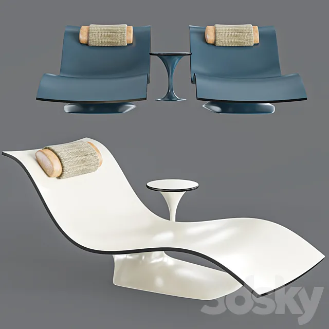 water pool lounge chair and table 3DModel