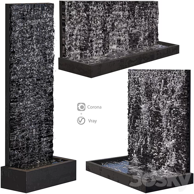 Water wall fountains 3D Model