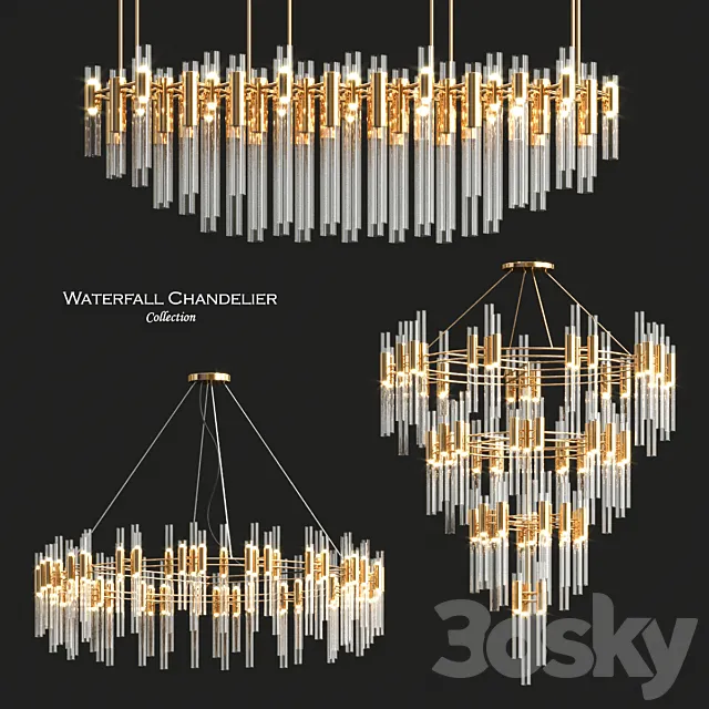 Waterfall Chandelier Collection by Luxxu 3D Model