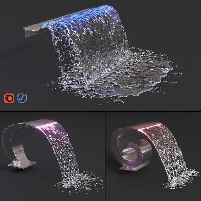 Waterfall Cobra & Snail & wide Cascade 3D Model